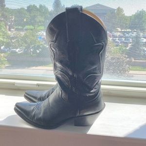 VINTAGE Black Western Cowboy Boot